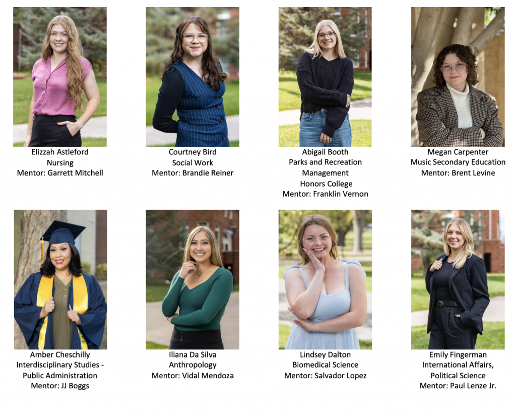 Collage of student prize winners with their majors